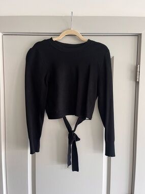 Abercrombie & Fitch Black Tie-Back Cropped Sweatshirt